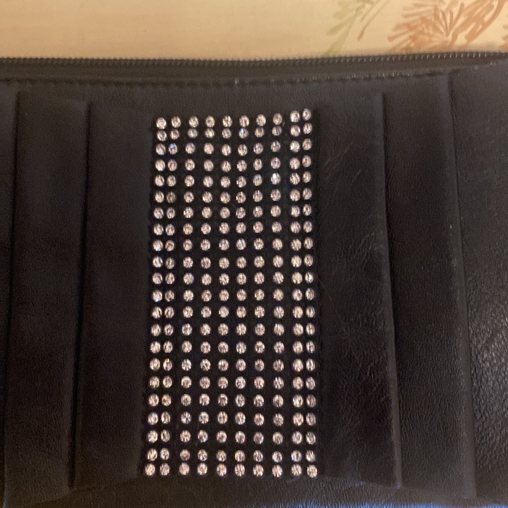Italian Black Leather Bag Wristlet Purse Clutch by DX Touch - Picture 6 of 12